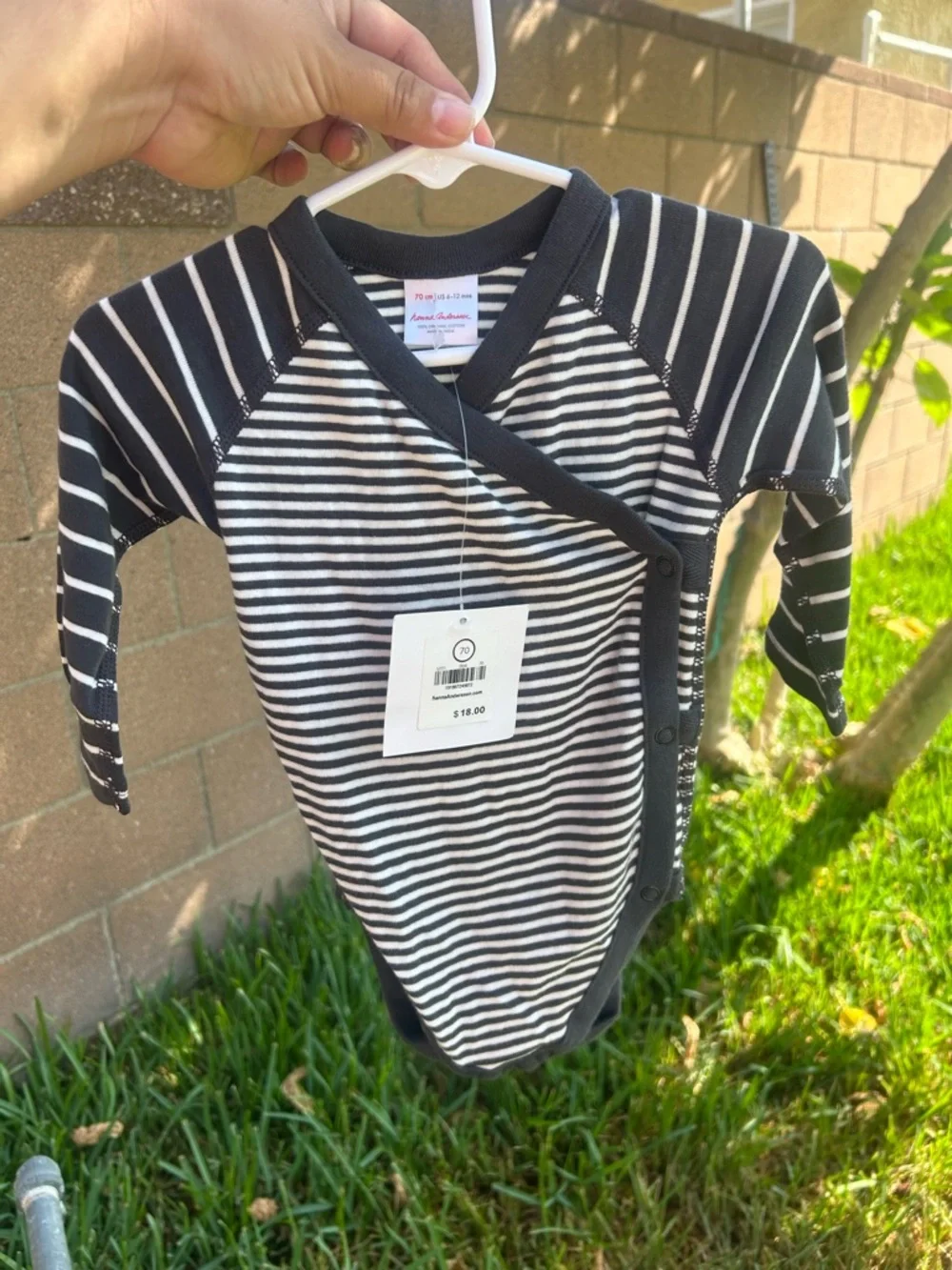 Hanna Andersson Black & White Striped Long-Sleeve Swim Rashguard